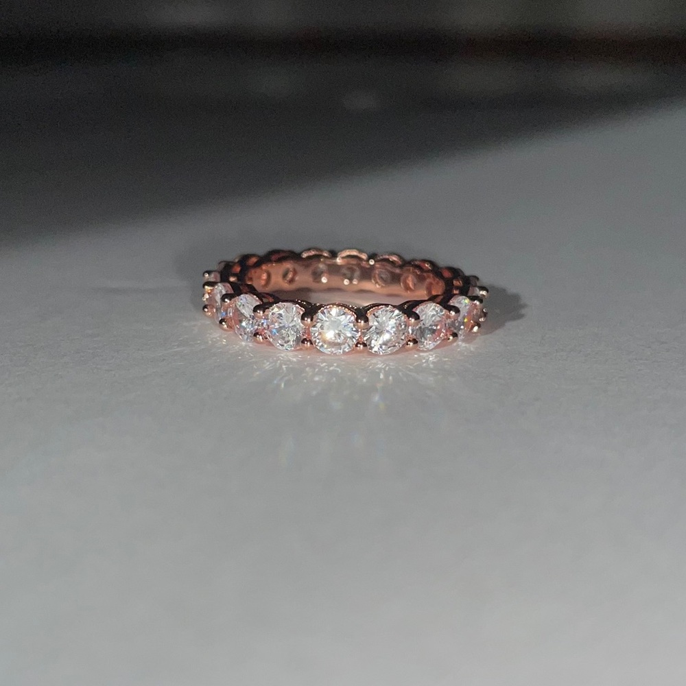 Waterproof & Tarnish Proof Rose Gold Diamond Ring - Picture 8 of 10